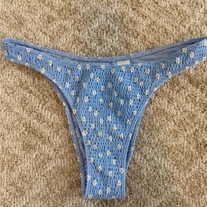Hollister Light Blue Daisy Print Smocked Bikini Bottoms